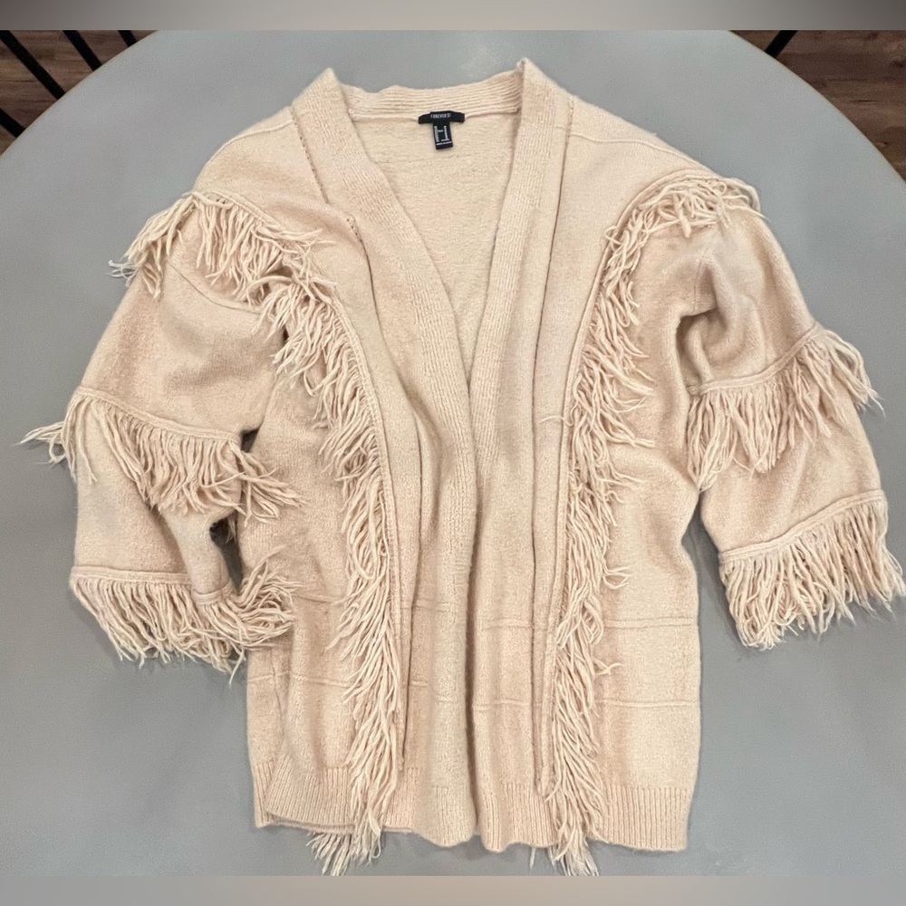 Forever 21 Fringed Cream Sweater